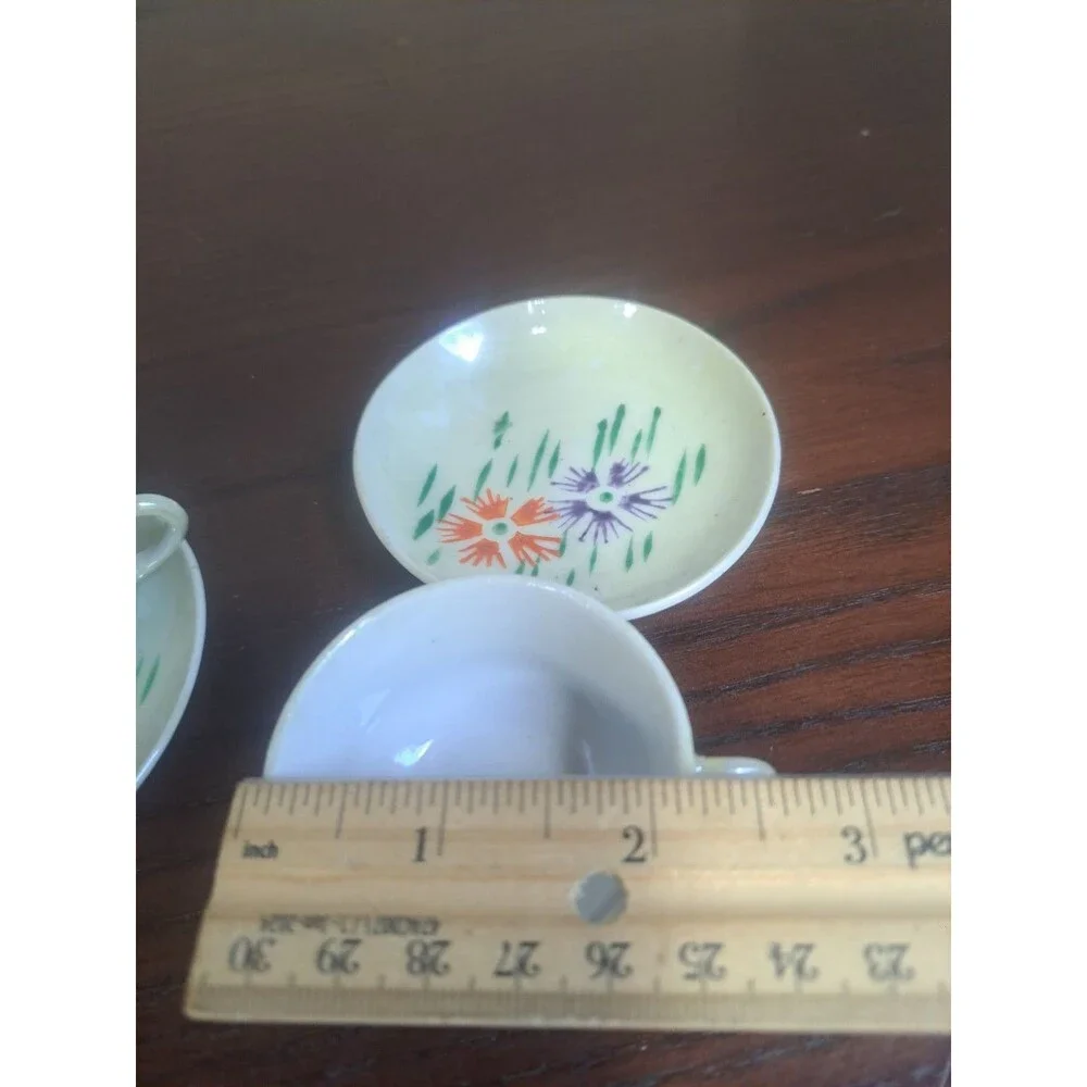 Vintage 1930s Minature Porcelain Floral Teacup And Saucer Set